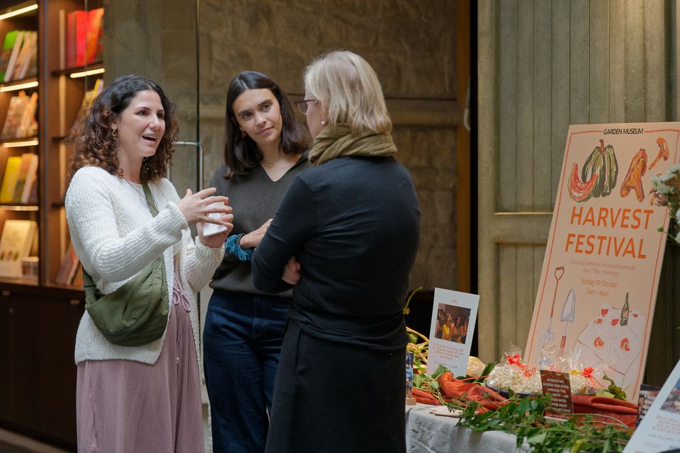 Visitors meeting independent food makers in the market hall