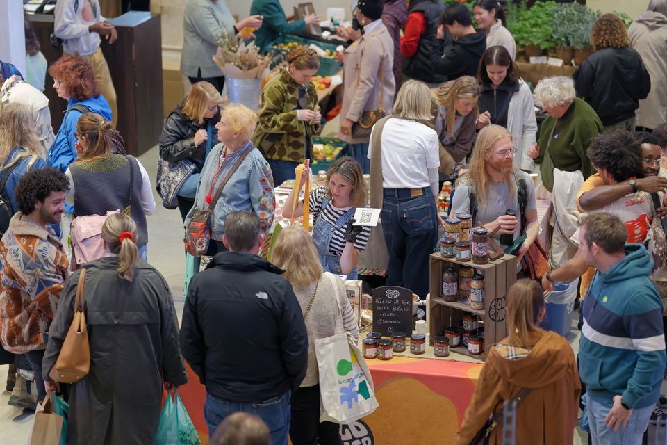 Visitors gathered around food stalls at the Harvest Festival